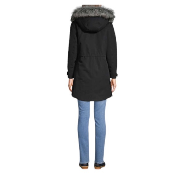 LANDSEND Wm Expedition Down Parka Removable Hood **Brown Faux Fur** -3° to +25° - Picture 3 of 7